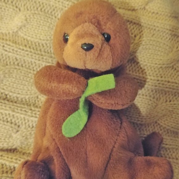 Retired Vintage plush Ty Beanie Baby Babies Seaweed The Otter 4080 toy sea 1995! - Picture 1 of 5